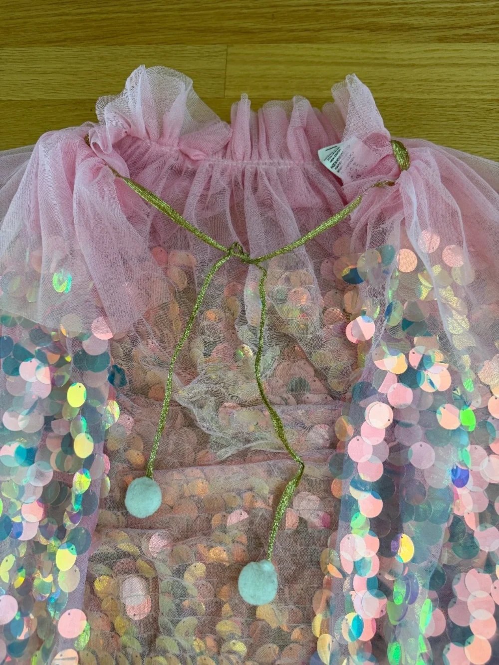 Girls Princess Cape Pink Iridescent Sequins